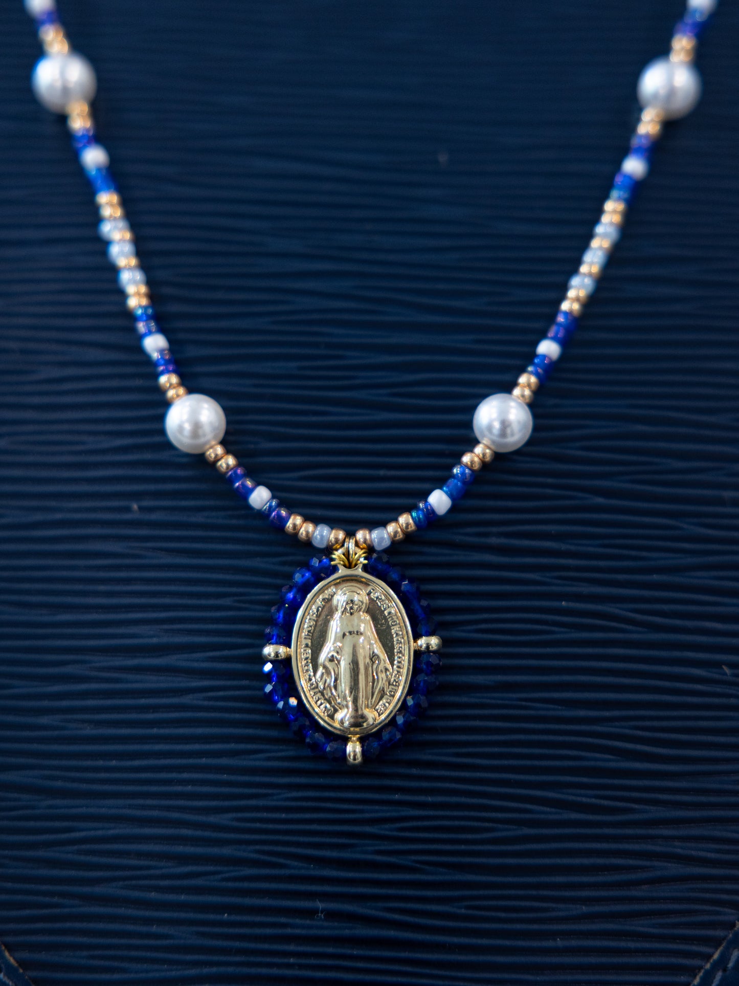 Navy blue Miraculous Medal - Rue du Bac